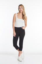 Crop Pant with Real Pockets & Strap Hem Vents - Black