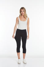 Petite Crop Pant with Real Pockets & Strap Hem Vents - Black