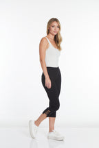 Petite Crop Pant with Real Pockets & Strap Hem Vents - Black
