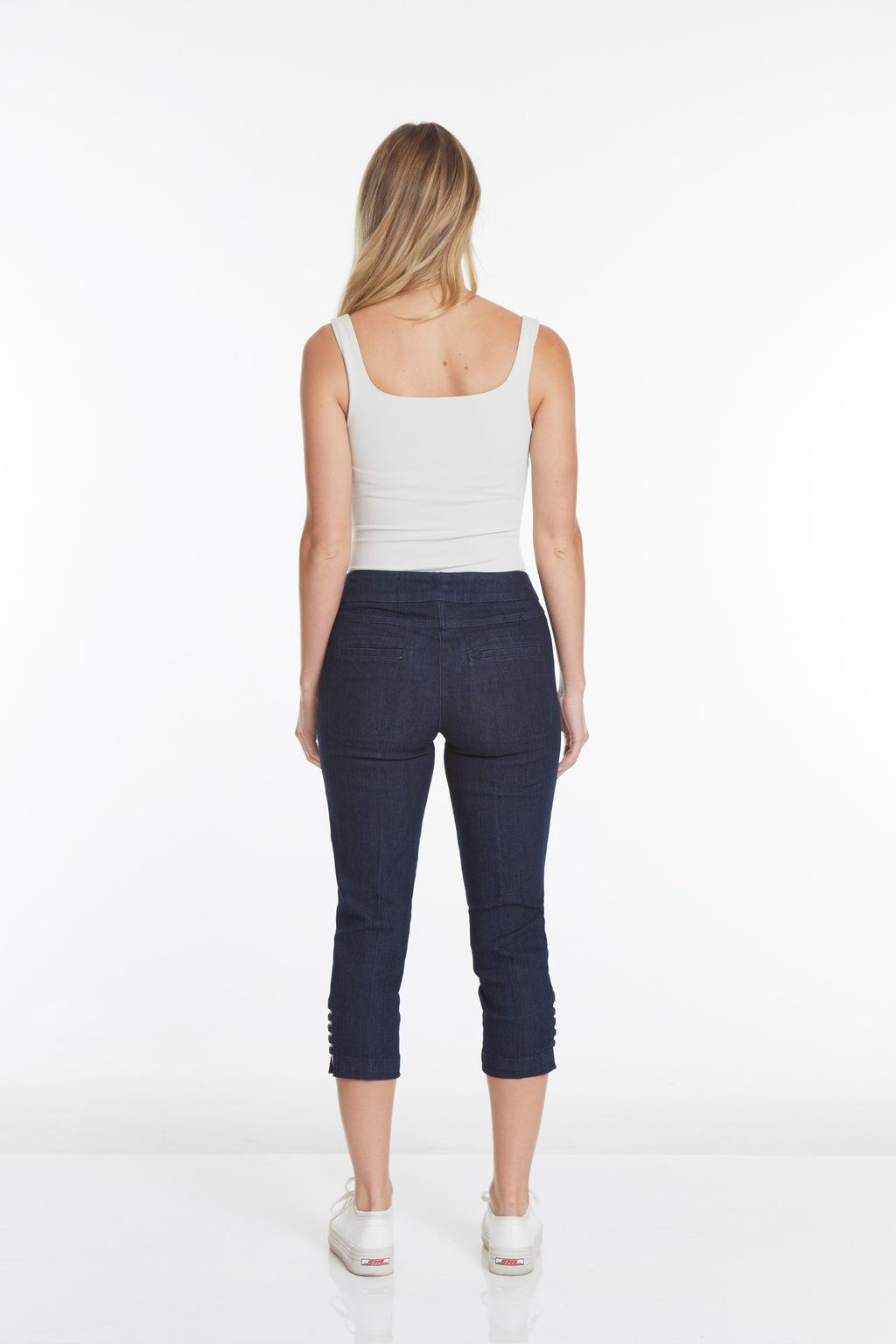 Crop Jean with Real Pockets & Strap Hem Vents - Denim