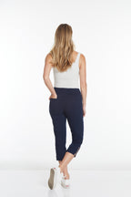 Crop Pants with Pockets & Strap Hem Vents - Midnight Blue