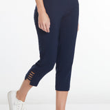 Crop Pants with Pockets & Strap Hem Vents - Midnight Blue