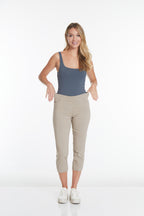 Crop Pant with Real Pockets & Strap Hem Vents - Stone