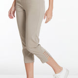 Petite Crop Pant With Real Pockets & Strap Hem Vents - Stone