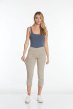 Crop Pant with Real Pockets & Strap Hem Vents - Stone