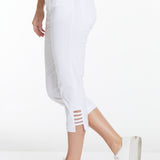 Crop Pant with Real Pockets & Strap Hem Vents - White
