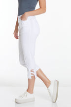Petite White Crop Pants with Pockets and Strap Hem Vents