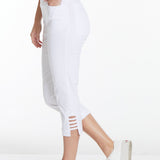 Petite White Crop Pants with Pockets and Strap Hem Vents
