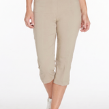 Pull-On Stone Capri Pants With Pockets