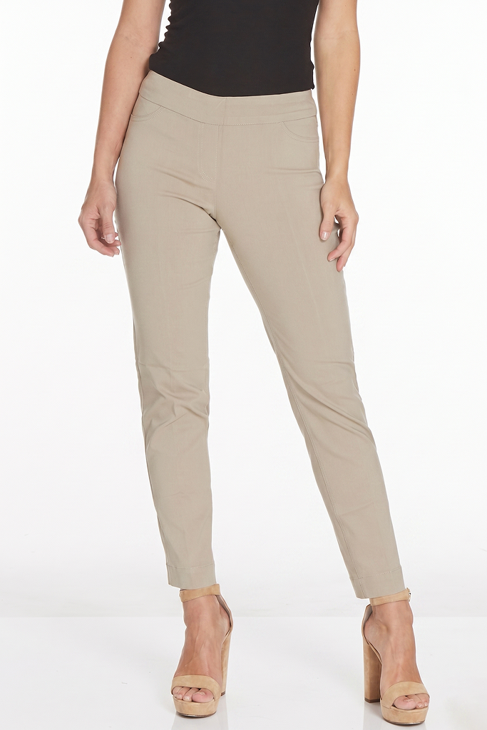 Petite Pull-On Stone Color Ankle Pants