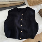 Sienna Gold-Button Knit Vest