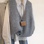 Hazel Relaxed V-Neck Knit Vest