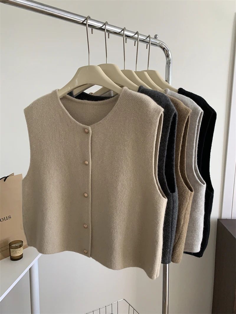 Sienna Gold-Button Knit Vest