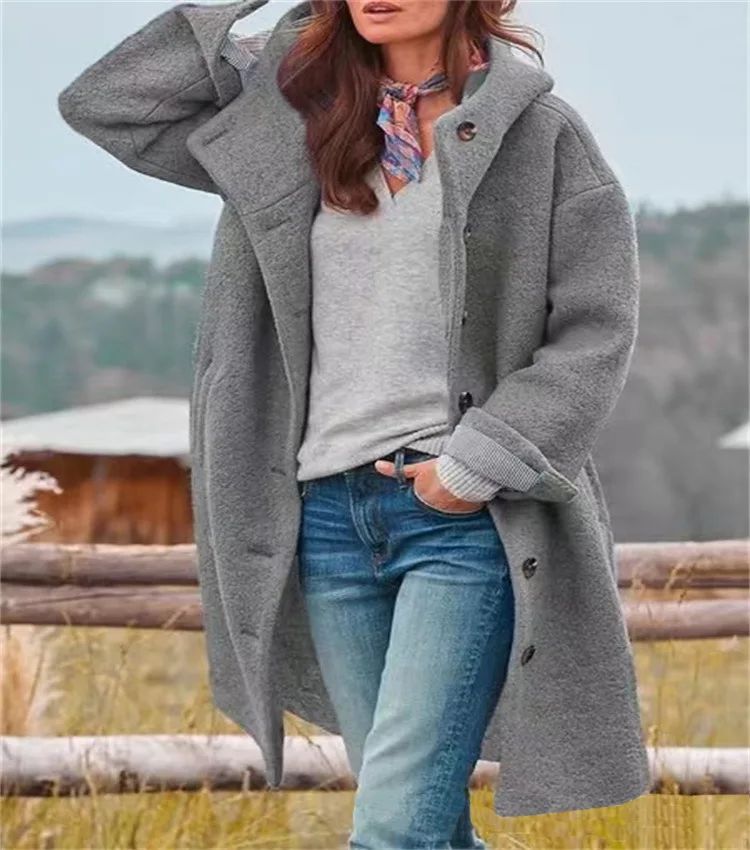 Colette Hooded Wool Cardigan Coat