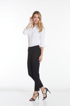 Petite Pull-On Black Ankle Dress Pants with Pockets