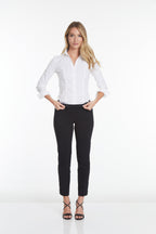 Plus Size Black Ankle Pants with Back Pockets