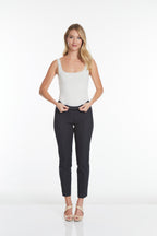 Pull-On Black Denim Ankle Pants