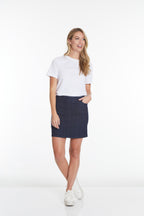 Pull On Denim Skort With Pockets