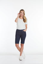 Plus Size Pull-On Walking Short with Real Pockets - Denim