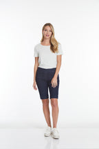 Plus Size Pull-On Walking Short with Real Pockets - Denim