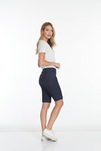 Plus Size Pull-On Walking Short with Real Pockets - Denim
