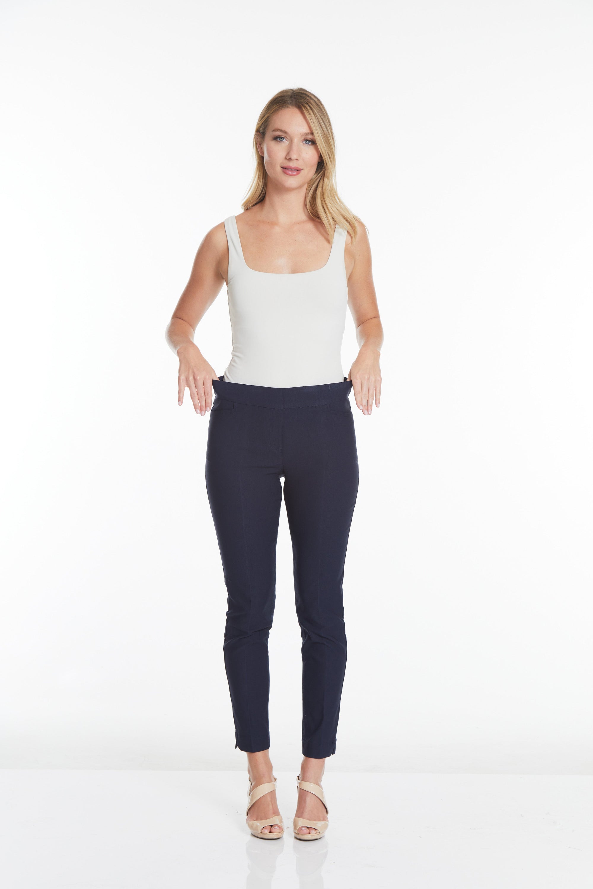 Solid Fine Line Twill Ankle Pant - Midnight Blue