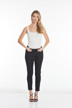 Pull-On Solid Fine Line Twill Ankle Pant - Black