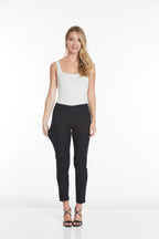 Pull-On Solid Fine Line Twill Ankle Pant - Black