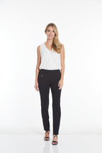 Petite Elastic Waist Ankle Pants - Black