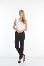 Petite Elastic Waist Ankle Pants - Black
