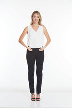Plus Size Black Elastic Waist Ankle Pants