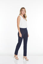 Wide Band Elastic Waist Ankle Pants - Midnight Blue