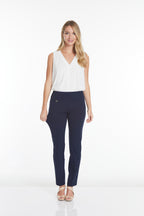 Wide Band Elastic Waist Ankle Pants - Midnight Blue