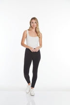 Plus Size Black Wide Band Pull-On Ankle Legging