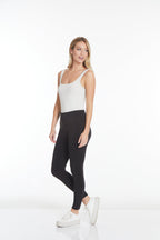Plus Size Black Wide Band Pull-On Ankle Legging