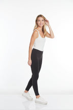 Plus Size Black Wide Band Pull-On Ankle Legging