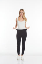 Plus Size Black Wide Band Pull-On Ankle Legging