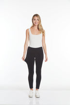 Wide Band Black Pull-On Ankle Legging