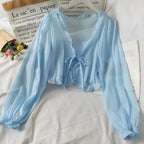 Mimi Lace Bow Ruffle Sun-Protection Cardigan