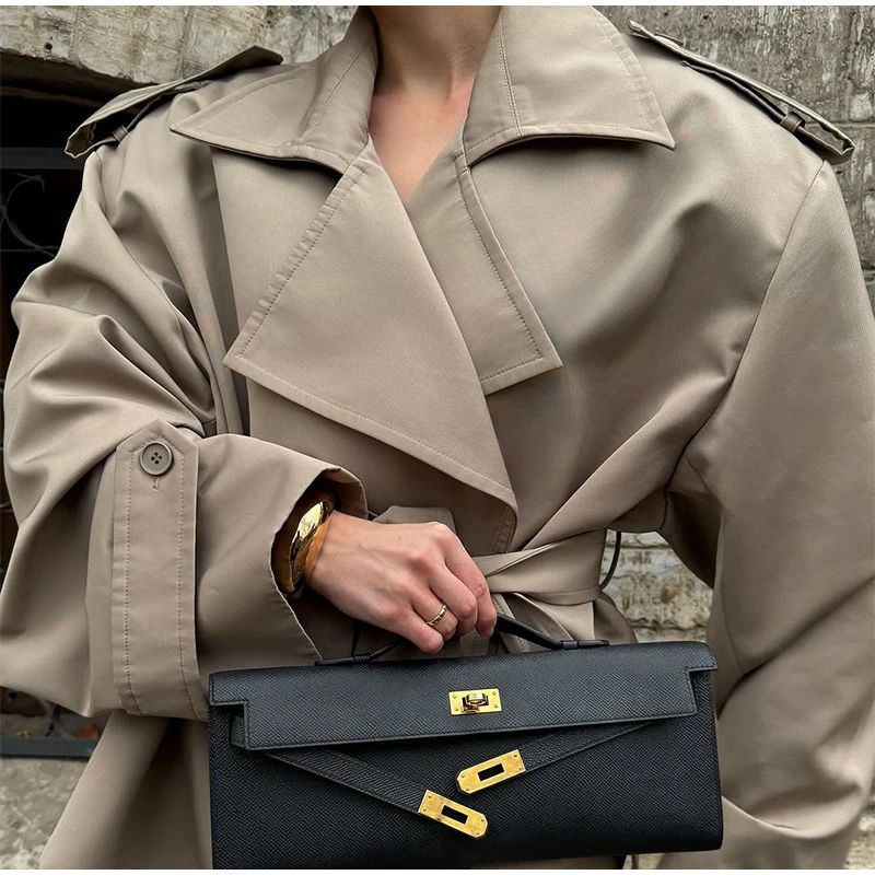 Senhora cor sólida rendas até jaqueta elegante chique manga comprida lapela botão solto casaco outono estilo rua nova jaqueta outerwear 2025