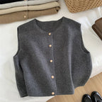 Sienna Gold-Button Knit Vest
