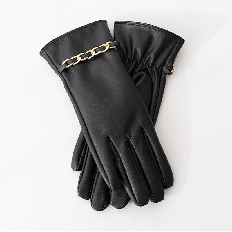 Camille Chain-Detail Touchscreen Gloves