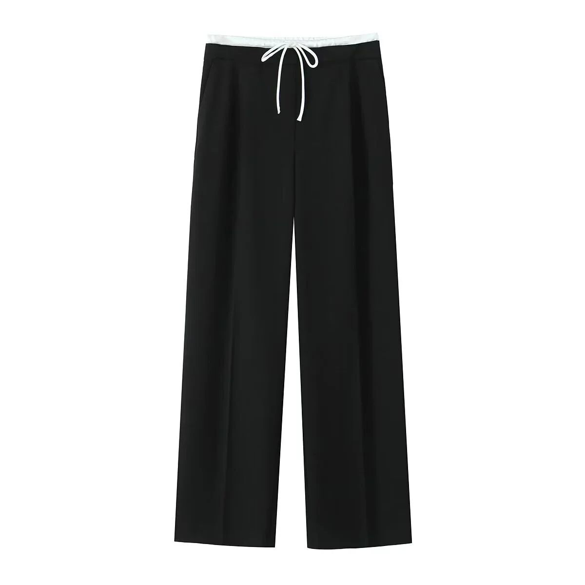 Hxao Pleated Wide-Leg Lace-Up Trousers