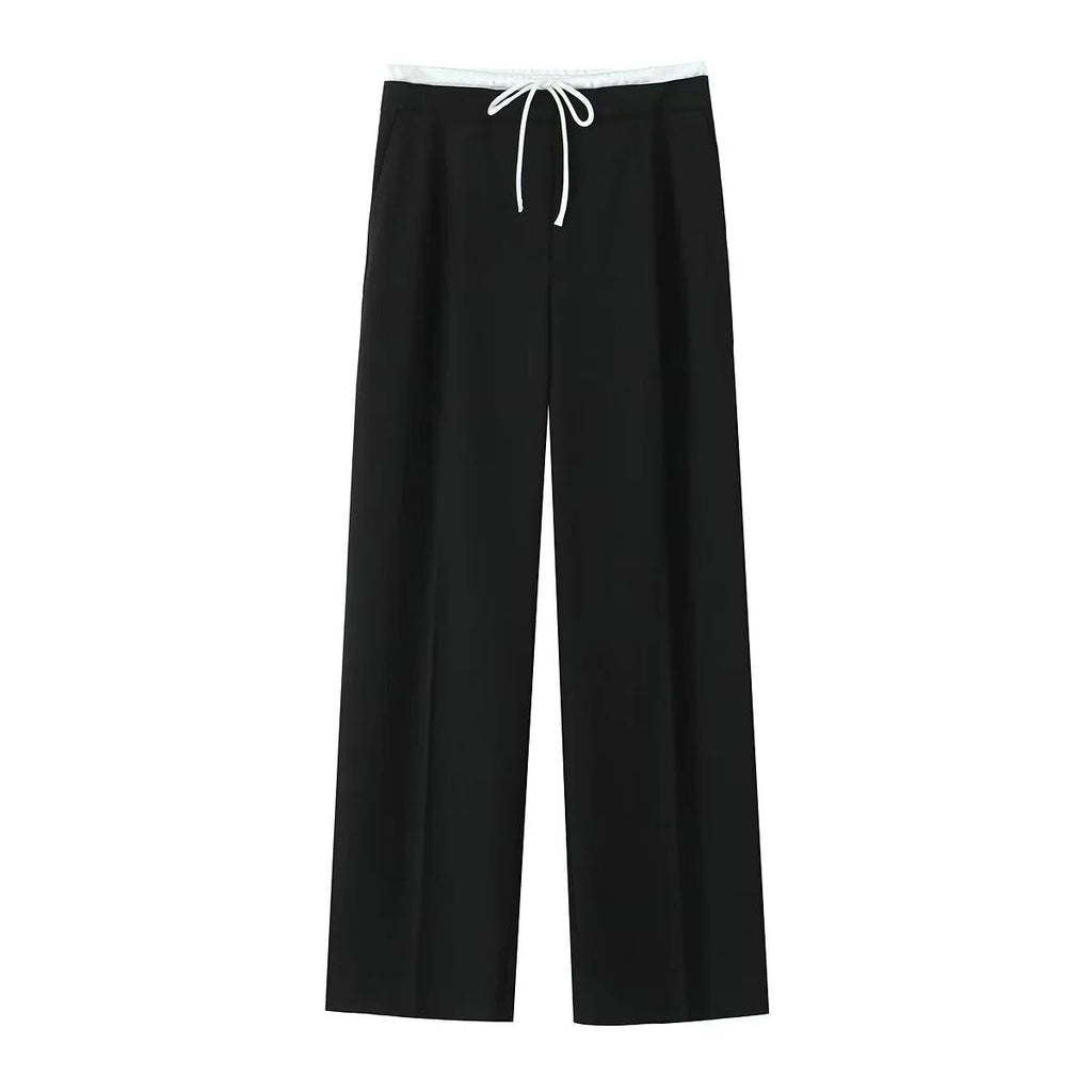 Hxao Pleated Wide-Leg Lace-Up Trousers