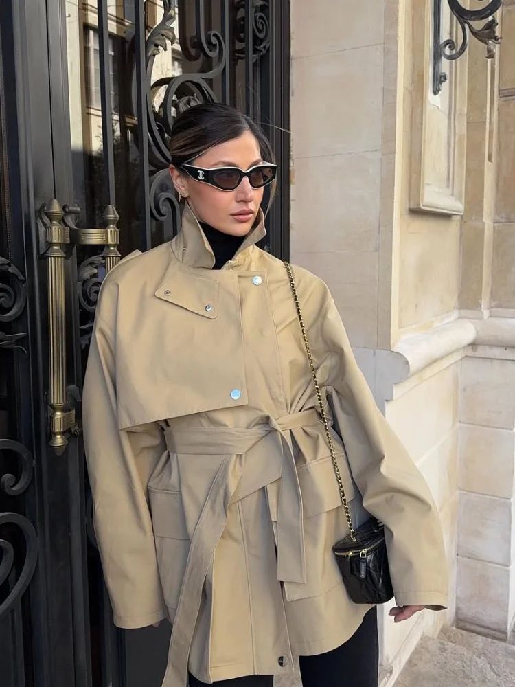 Rowan Belted Khaki Trench Coat