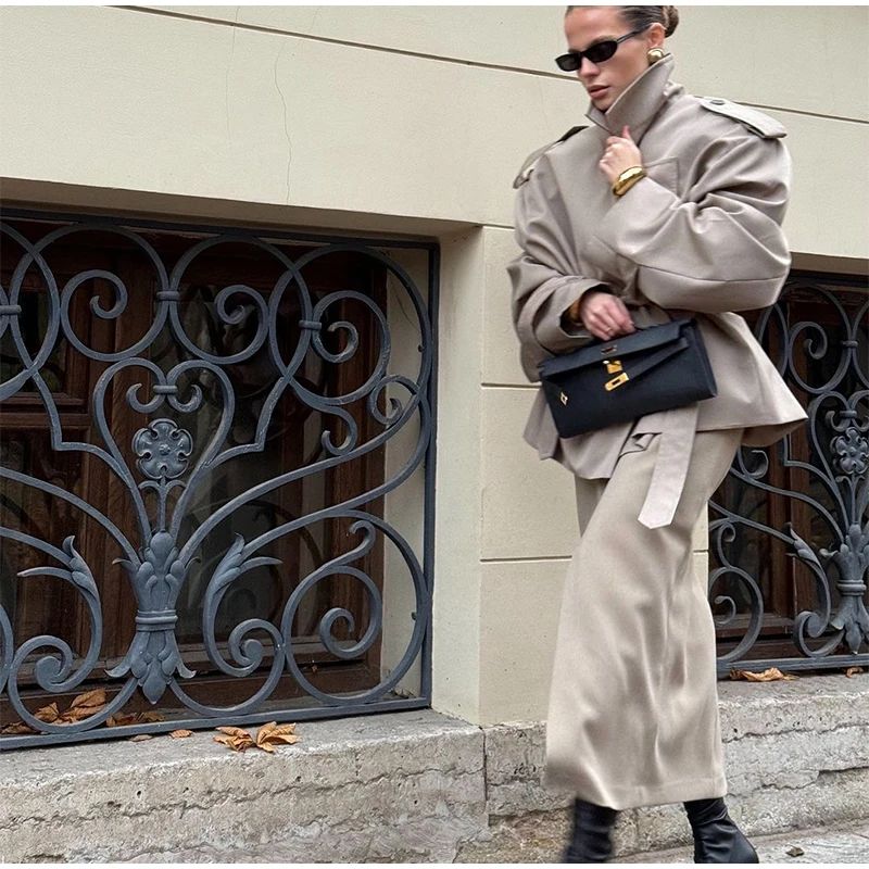 Senhora cor sólida rendas até jaqueta elegante chique manga comprida lapela botão solto casaco outono estilo rua nova jaqueta outerwear 2025