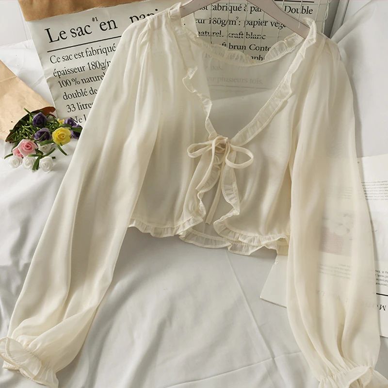 Mimi Lace Bow Ruffle Sun-Protection Cardigan