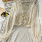 Mimi Lace Bow Ruffle Sun-Protection Cardigan