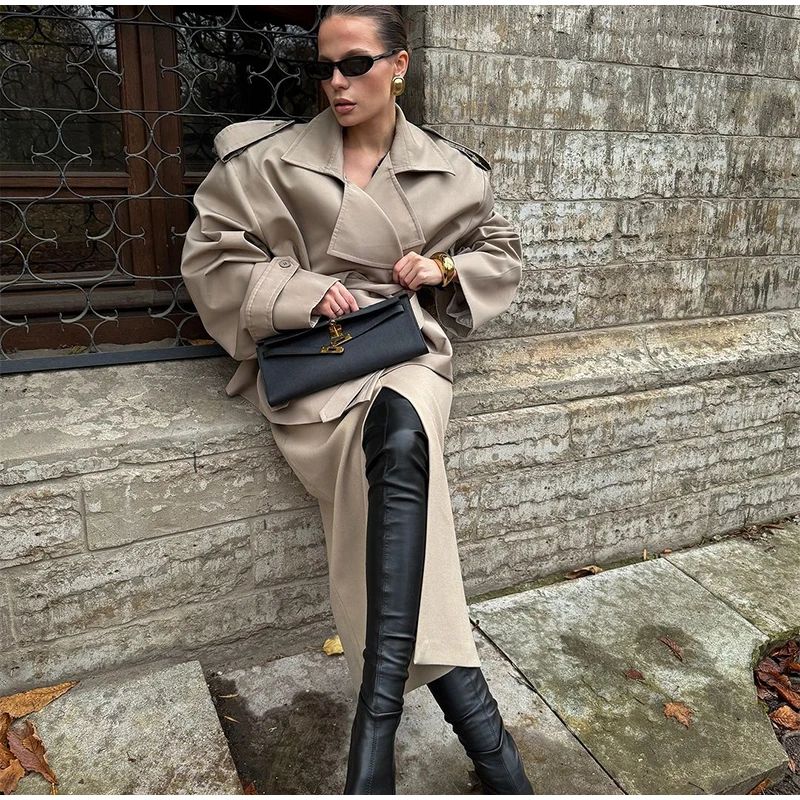 Senhora cor sólida rendas até jaqueta elegante chique manga comprida lapela botão solto casaco outono estilo rua nova jaqueta outerwear 2025