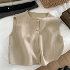 Sienna Gold-Button Knit Vest